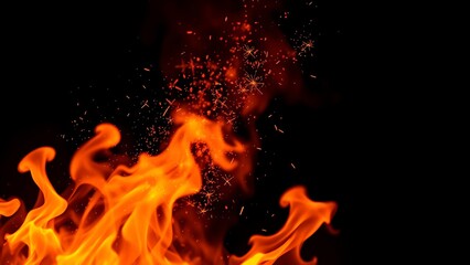 Obraz premium Abstract fiery elements with dramatic lighting against a dark gradient backdrop.