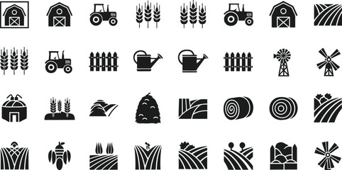 Farming tools and equipment icon set © SiamVisuals (SV)