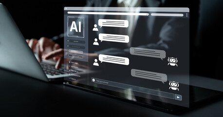 A user interface showing a conversational AI chatbot providing customer service. This virtual assistant answers user questions and provides support through an online platform. Fermion