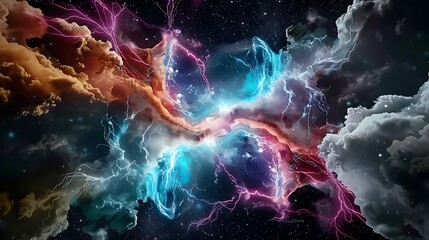 Cosmic energy explosion outer space digital art sci-fi environment dynamic viewpoint abstract concept