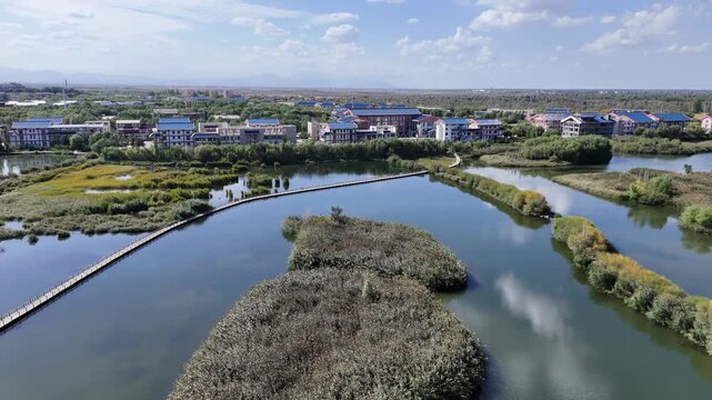 Zhangye Wetland National Park Aerial Photography, Gansu China