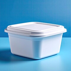 Square white plastic food container with lid (1)