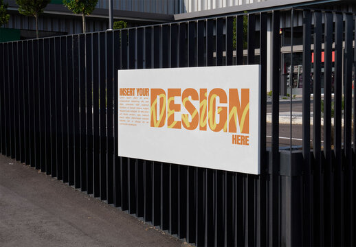 Mockup of Information panel placed on fence