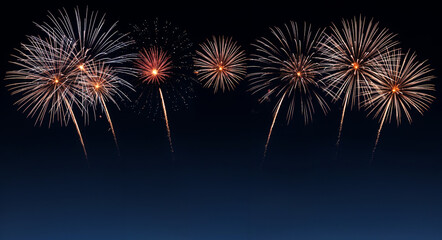 Fototapeta premium Spectacular golden fireworks illuminating the dark night sky with celebratory bursts