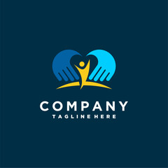 nonprofit logo design with hands and heart