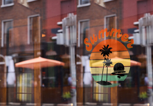 Glass window for advertising vinyl in Dublin. PSD template mockup.