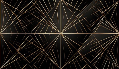 Black and gold geometric pattern with intersecting lines and shapes