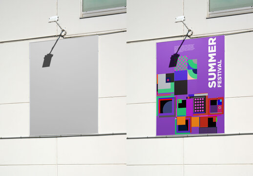 Mockup of Urban panl Design Template on a Wall 
