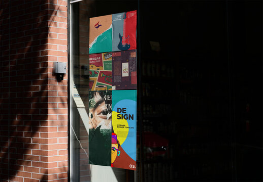 Mockup of Six posters in Window storefront