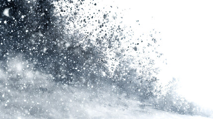 Obraz premium Dynamic falling snow and particle blizzard effect high quality file features a white background perfect for creating intense winter storms grunge textures or cinematic VFX overlays Stock Illustration