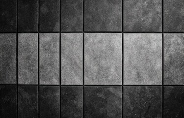 Naklejka premium Black and gray tiled pattern. The grid of squares is textured with variations in darkness