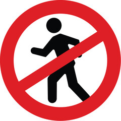 No Running Sign Icon for Safety Zones and Restricted Movement Areas