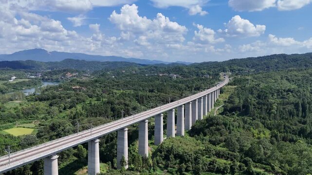 Zhangjihuai High-Speed Railway Viaduct Aerial View