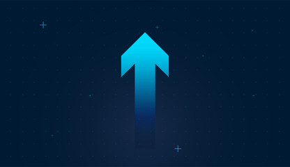 Vertical motion in the design communicates momentum and opportunity, with A bold blue arrow shoots upward, symbolizing strong financial growth