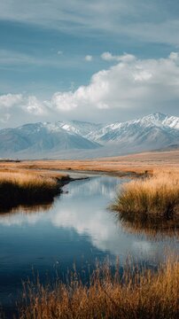 Mountain river landscape reflection