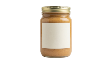 Isolated Peanut Butter Jar with Blank Label Delicious