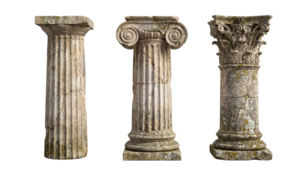 Isolated Three Ancient Stone Columns