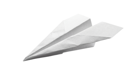 Isolated White Paper Airplane Ready to Take Flight