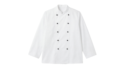 Isolated Classic White Chef Coat with Black Buttons