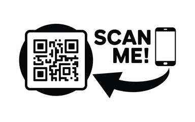 Obraz premium QR code scan icon set and scan me frame, smartphone mobile app payment and identification interface, minimalist vector illustration for digital technology.