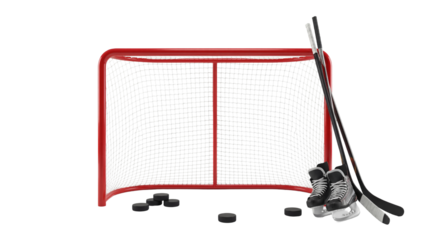 Isolated Hockey Net Pucks Sports Equipment Game
