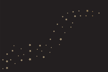 Gold star with curve trail line on dark transparent background. Realistic vector illustration set of comet magic light tail with glitter and overlay effect. Meteor twinkle with glowing shine beam. E10