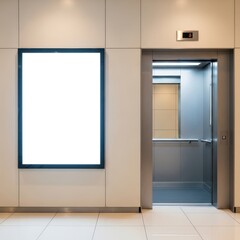 Minimalist Lobby Corridor Showcasing Elevator with Frame.