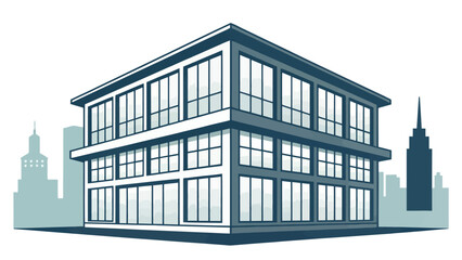 Fototapeta premium Modern office building in city with large windows and sleek design