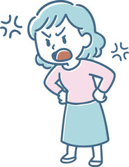 怒っている女性のイラスト