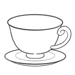 シンプルなティーカップイラスト 日常やカフェシーンを表現するベーシックモチーフ 手描き風クリーンアートスタイル