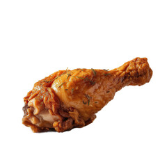 Fried chicken flying on paper bucket isolated on white background