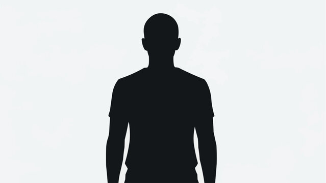 Silhouette of a man standing against a white background.