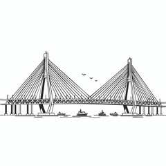 Fototapeta premium architectural cable bridge illustration