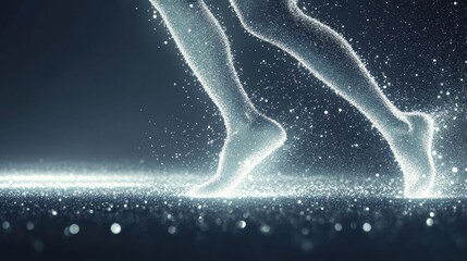 Digital legs running, particle effect