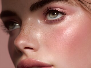 Blush glow expanding in soft space, upper third clean