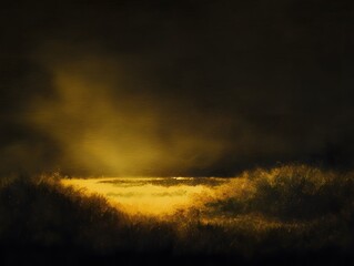 Radiant golden glow shines on warm dark field; top-right area intentionally left open for text or branding.