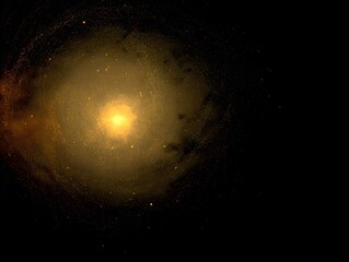 Golden aura in dark space, left side free