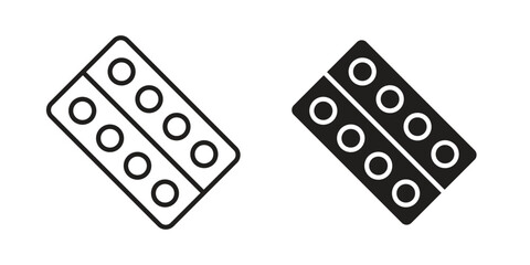 Blister drugs collection Silhouette flat icon design element.icons or logo design isolated sign symbol vector illustration - high quality line style vector