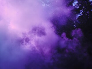 Glimmering purple fog gently surrounds; center area left open for headline or text.