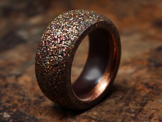 Bronze shimmer ring on dark chocolate base, upper margin blank