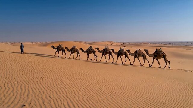 camel caravan crossing thar desert sam jaisalmer rajasthan india video