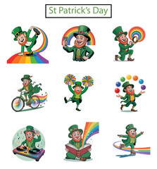 Fototapeta premium St Patricks Day Leprechaun Activities And Rainbows Collection Keywords: leprechaun, st patricks