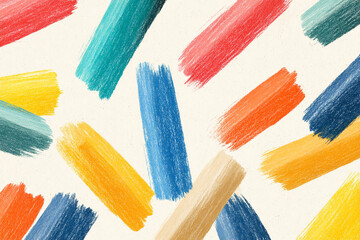 Naive crayon polygons floating with playful curved strokes