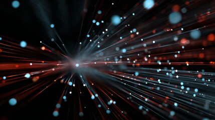 Fototapeta premium Futuristic abstract technology background with glowing digital data dots, pixel patterns, and high-tech network connections for computing, innovation, and digital transformation concepts