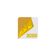 Naklejka premium Modern Golden Pyramids Representing Growth and Future for 2026