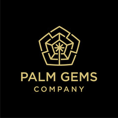 Palm Tree Gems Jewelry Logo Template
