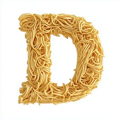 font D shape from noodle pasta for children food simple breakfast, isolated white