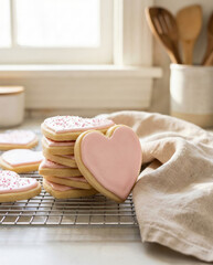 Heart Sugar Cookies on Rack