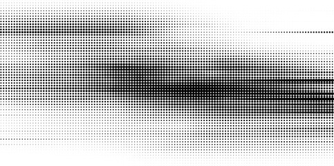 A bold horizontal band of dense halftone dots creates a powerful monochromatic statement across the center.