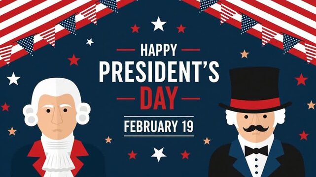 Presidents Day Celebration Poster With Washington And Lincoln